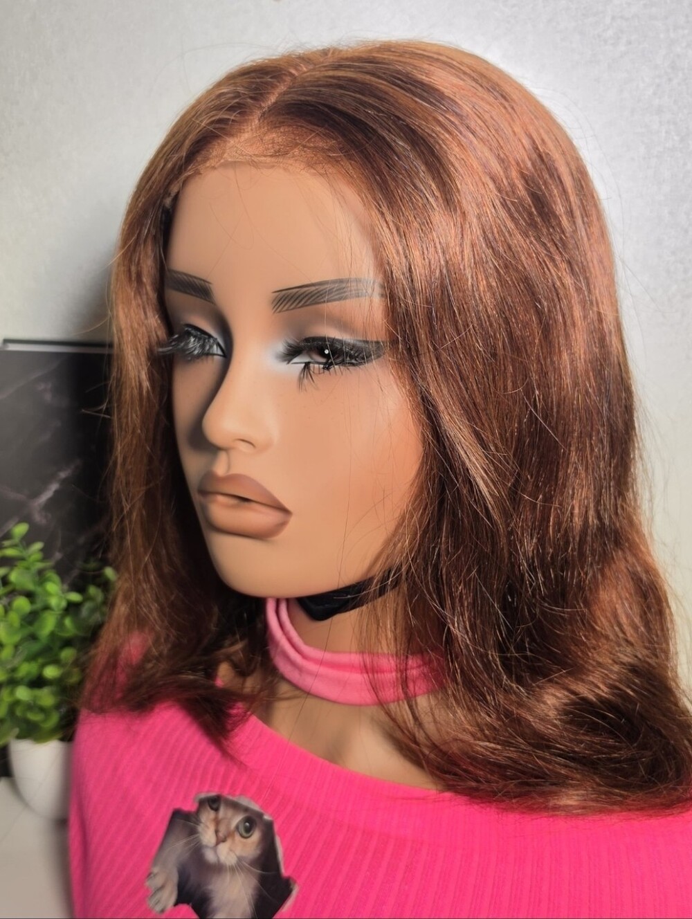 Women’s Copper Brown Lace Front Wig -14 Inch Glueless Wig 7x5